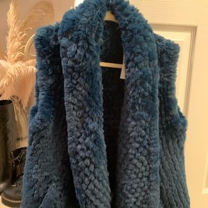 Stella & Lorenzo faux fur blue vest
